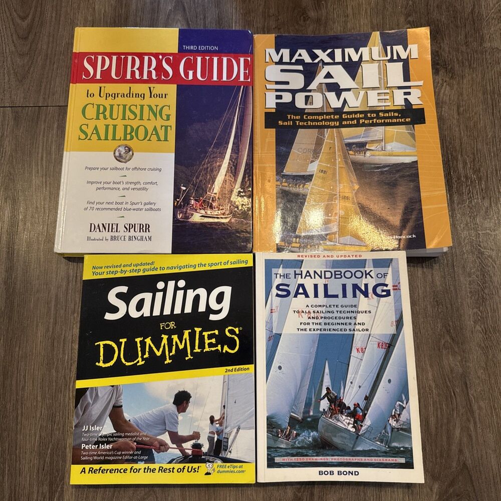Lot of 4 Illustrated books on Sailing Sailboats Sailmaker's Apprentice Self Re..